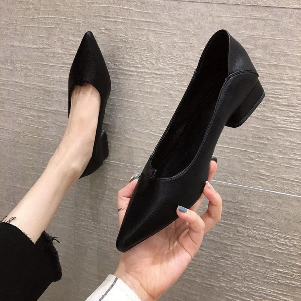 2025 Spring Autumn Collection New Pointed Shallow Mouth Sandals Platform Soft Bottom Thick Heel Single Shoes Daily Outdoor - Image 4