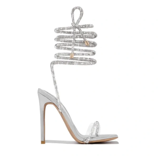 2025 European and American Summer New Fashionable Casual Personalized Spicy Girl Sexy Strap Square Head Stiletto Sandals